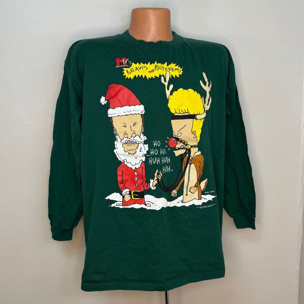 Vintage 1990s MTV's Beavis and Butthead Christmas T-Shirt, Stanley Desantis XL